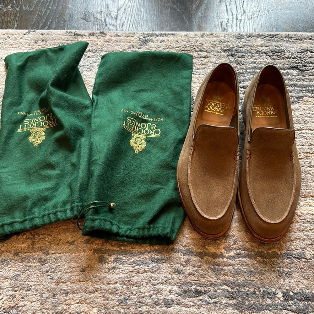 Crockett & Jones Khaki Suede Loafer Men’s UK 9 / US 10